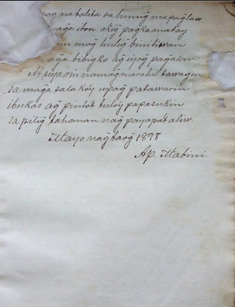 Orignal Mabini Writings in the National Historical Commission of the Philippines Library