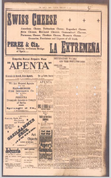 Copy of U.S. Senator Albert J. Beveridge’s Speech on Taking the Philippines as a Manifest Duty at the NHCP Serafin D. Quiason Resource Center